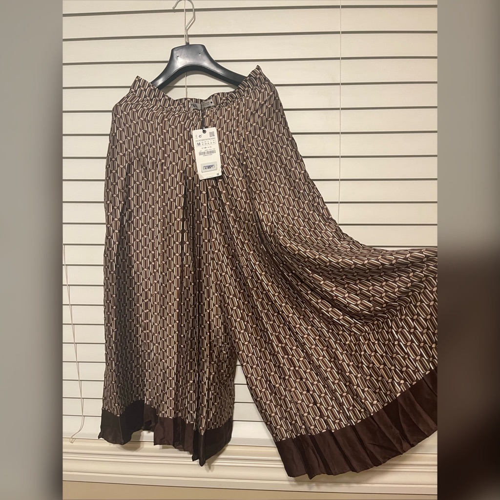 Nwt Zara Brown Printed Culottes
